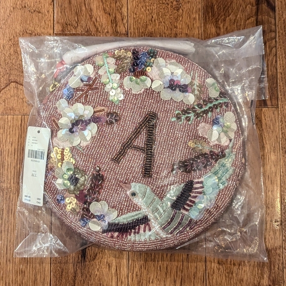 Anthropologie Holiday Monogram "A" Embellished Pouch - Picture 2 of 6